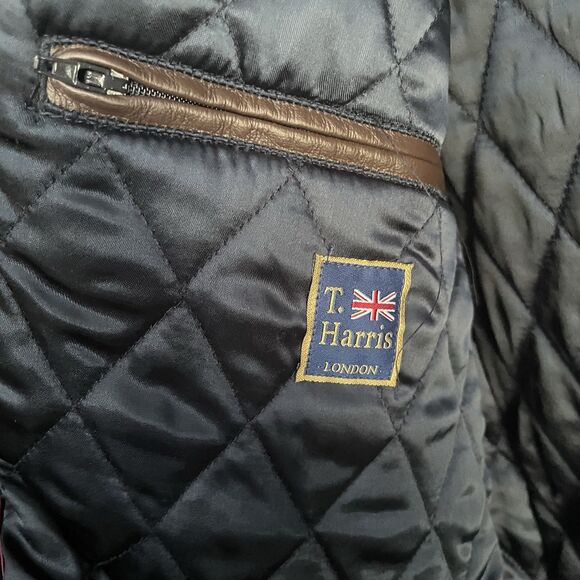 T Harris London Wool Duffel Coat Hooded Mens NO SIZE TAG L Black Toggle Full Zip - Picture 3 of 15